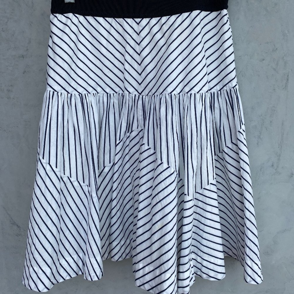 Anthropologie Maeve Cotton Edit Stripe Skirt Size 4 Black & White Peasant